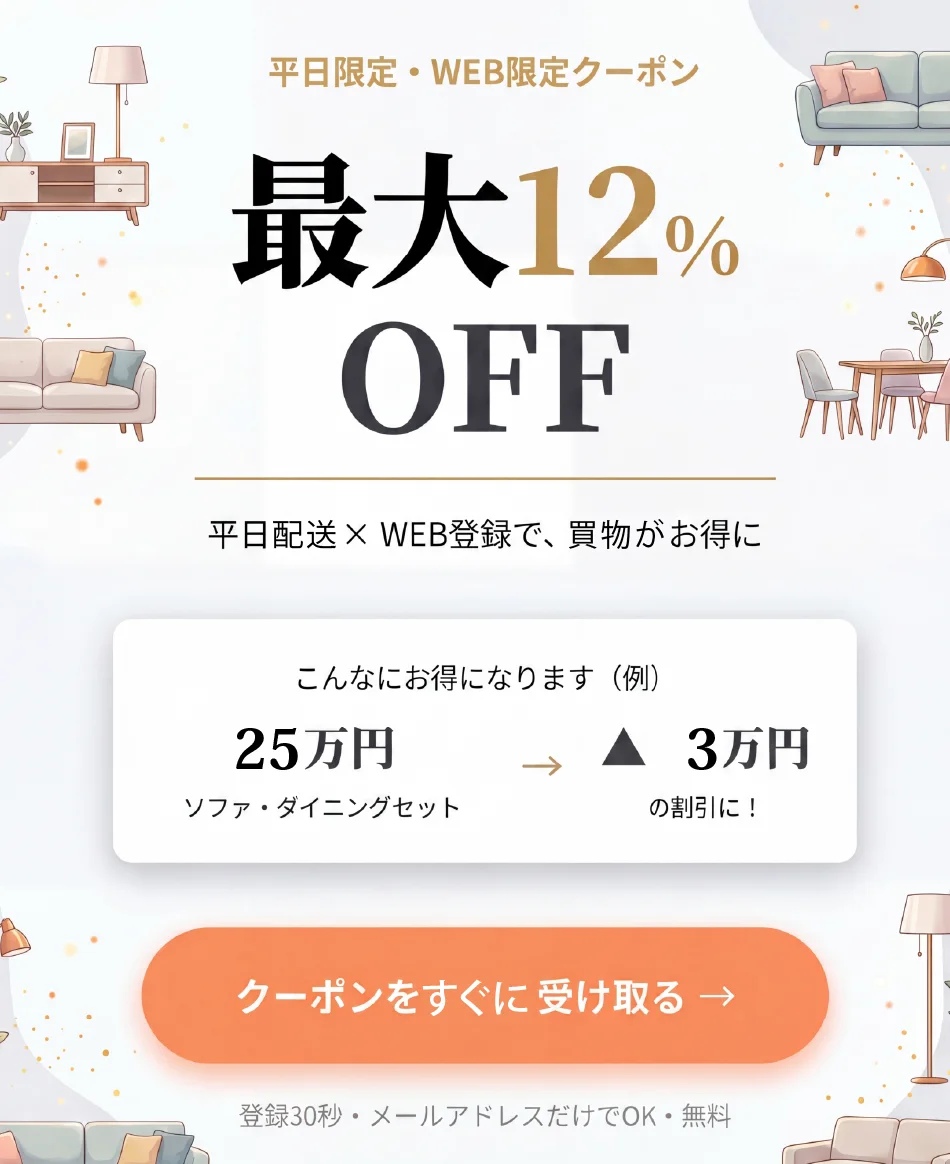 個人情報なしで12%OFFクーポンに申し込みする